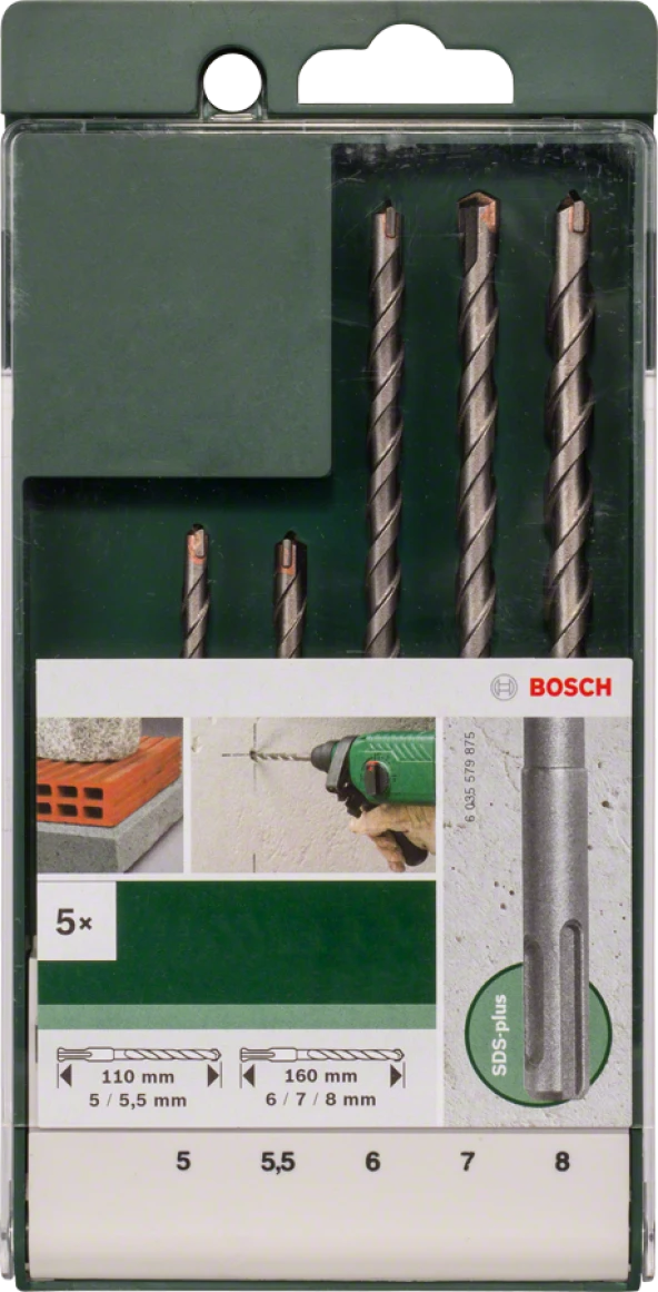 Bosch - SDS Plus Kırıcı Delici Matkap Ucu Seti 5 Parça (5,5,5 x 110, 6,7,8 x 160 mm) - 2