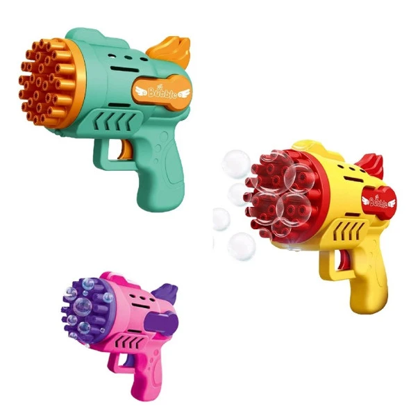 3 ADET MAVİ SARI PEMBE KÖPÜK TABANCASI 29 DELİKLİ ÇOKLU KÖPÜK ATAN TABANCA  6 SOLİSYONLU BUBBLES GUN