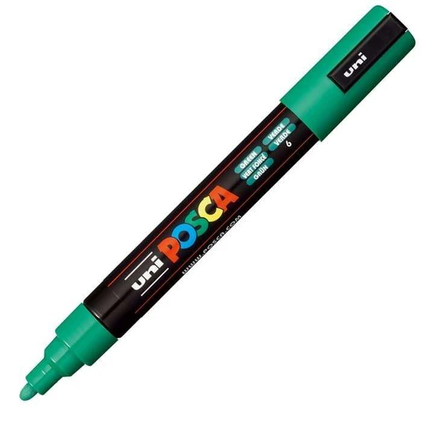 Uniball Posca 1.8-2.5mm Yuvarlak Uçlu Poster Markörü Yeşil (6) / PC5M