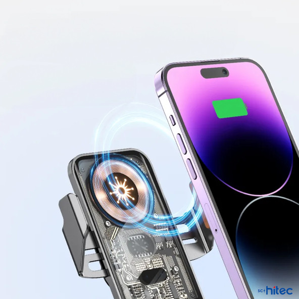 Schitec C10 15W Sensörlü Araç Içi Kablosuz Hızlı Şarj Aleti ve Telefon Tutucu - 4