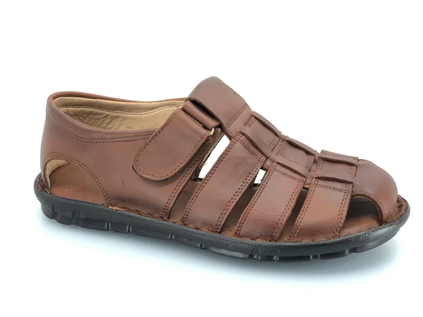 Kocamanlar %100 Hakiki Deri Tam Ortapedik Erkek Sandalet - 3