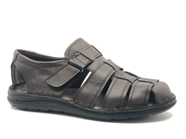 Kocamanlar %100 Hakiki Deri Tam Ortapedik Erkek Sandalet - 9