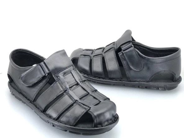 Kocamanlar %100 Hakiki Deri Tam Ortapedik Erkek Sandalet - 2