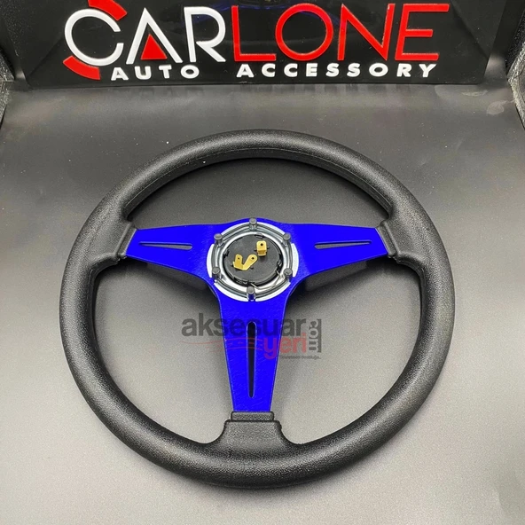 Momo Spor Direksiyon 35cm Mavi Göbek Detaylı- Yarış Spor Direksiyonu - 3