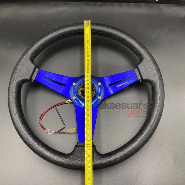 Momo Spor Direksiyon 35cm Mavi Göbek Detaylı- Yarış Spor Direksiyonu - 2