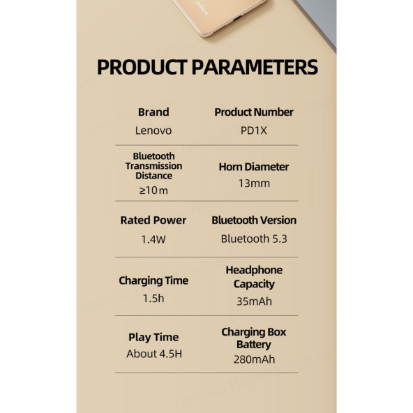 Lenovo PD1X Pro Dijital Şarj Göstergeli Bluetooth Kulaklık Beyaz - 12