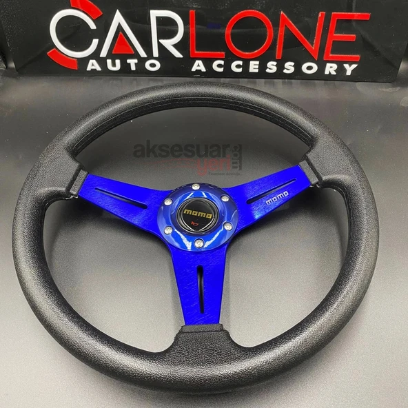 Momo Spor Direksiyon 35cm Mavi Göbek Detaylı- Yarış Spor Direksiyonu - 4