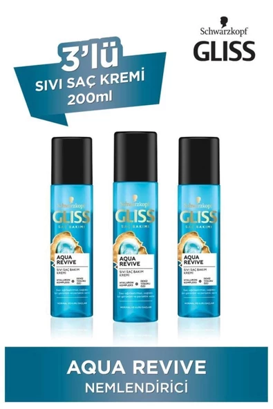 Gliss Sıvı Saç Kremi 200ml Aqua Revive Tr Paket 3lü