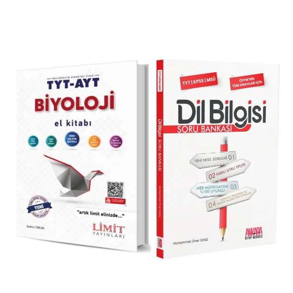 Limit TYT AYT Biyoloji El Kitabı ve AKM Dil Bilgisi Soru Bankası Seti 2 Kitap