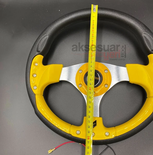 Momo Spor Direksiyon 32cm Sarı Göbek Detaylı- Yarış Spor Direksiyonu - 4