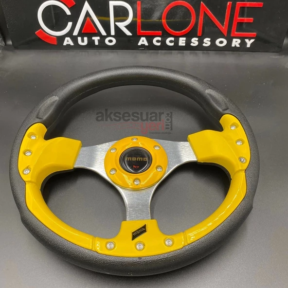 Momo Spor Direksiyon 32cm Sarı Göbek Detaylı- Yarış Spor Direksiyonu - 2