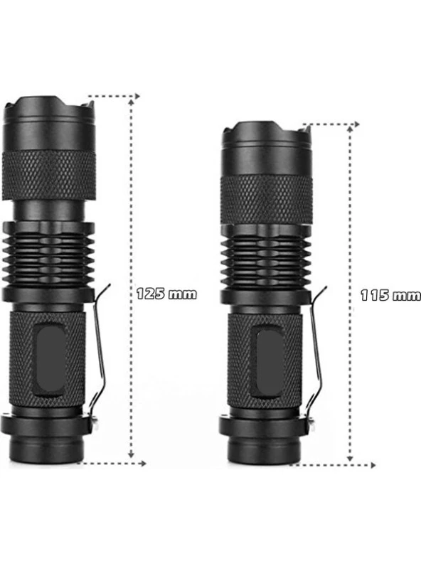 Su Geçirmez Ultra Güçlü Şarjlı El Feneri 2300 Lumens Q5 + Şarjlı Pil Hediyeli - 2