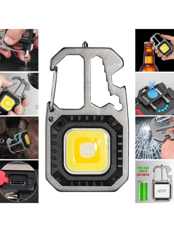 El Feneri Metal Gövdeli Cob LED Çok Fonksiyonlu Kamp ve Karavan Feneri Işıldak Ikaz Lambası - 5