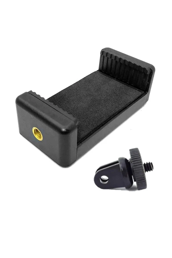 Tripod Monopod Selfie Çubuğu ve Göğüs Askısı İçin Telefon Tutucu Aparat + Kısa Bağlantı - 2