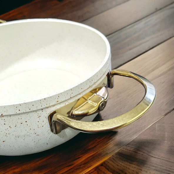 Evita Bio Granit Gold Kulplu Derin Tencere Krem 20 cm - 2