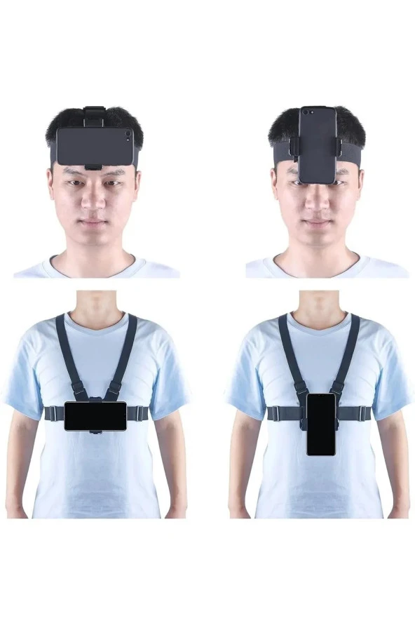 Tripod Monopod Selfie Çubuğu ve Göğüs Askısı İçin Telefon Tutucu Aparat + J-Hook Açılı Bağlantı Set - 7