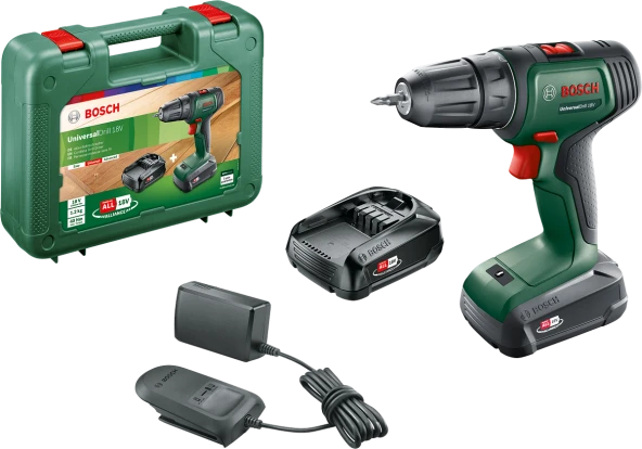 Bosch UniversalDrill 18 Çift Akülü Delme Vidalama Makinesi (2 x 1,5Ah)