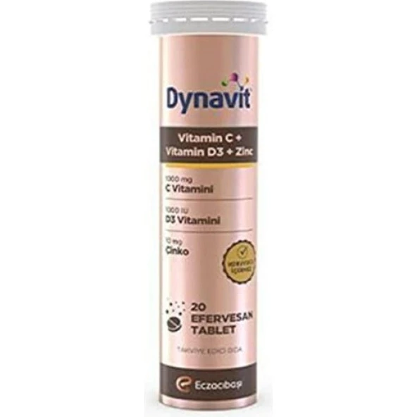 Dynavit Vitamin C + Vitamin D3 + Çinko 20 Efervesan Tablet Portakal Renkli