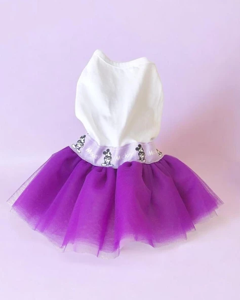 Eflatun Sevimli Fare Tütülü Köpek Elbisesi,  Kıyafeti Tutu - 2