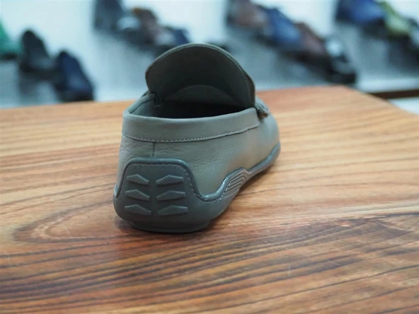 AÇIK GRİ CİLT HAKİKİ DERİ ERKEK LOAFER AYAKKABI - 4