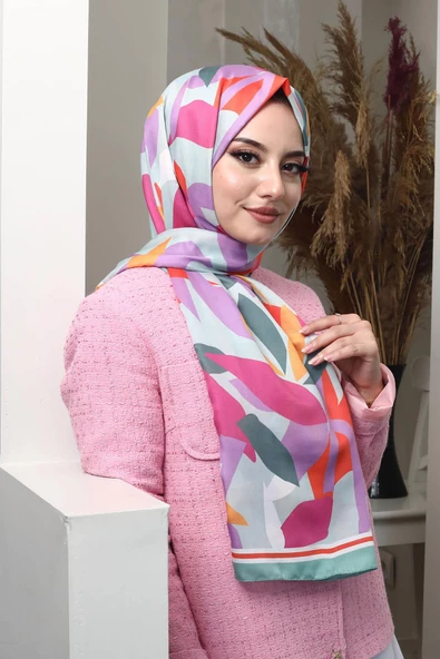 Afvente Yaprak Desen Mint Yeşili Soft Pamuk Şal