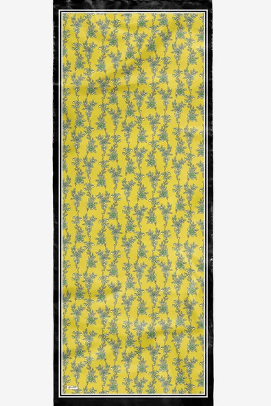 Afvente Çiçek Desen Sarı Soft Pamuk Şal - Resim 5