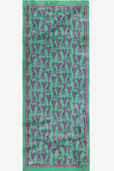Afvente Çiçek Desen Mint Yeşili Soft Pamuk Şal - Resim 4