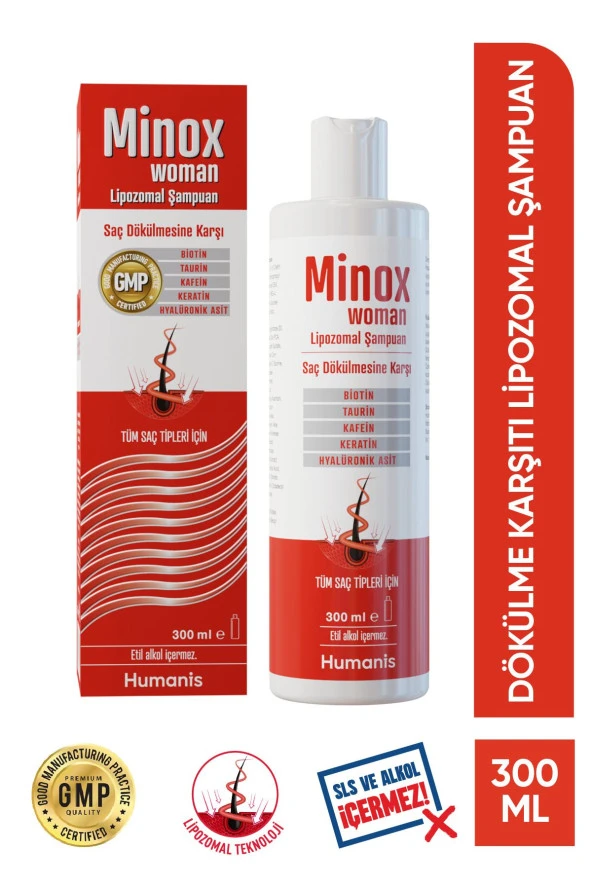 Minox Saç Dökülmesine Karşı Kadınlara Özel Biotin, Kafein, Taurin Içeren Lipozomal Şampuan 300ml