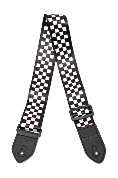 Midex SR-11WB Gitar Omuz Askısı Siyah-Beyaz Renk Kare Desenli Uzunluk 90-143 cm - Resim 2