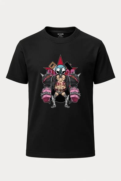 Franky One Piece Baskılı Loose Fit Bisiklet Yaka Unisex Tişört