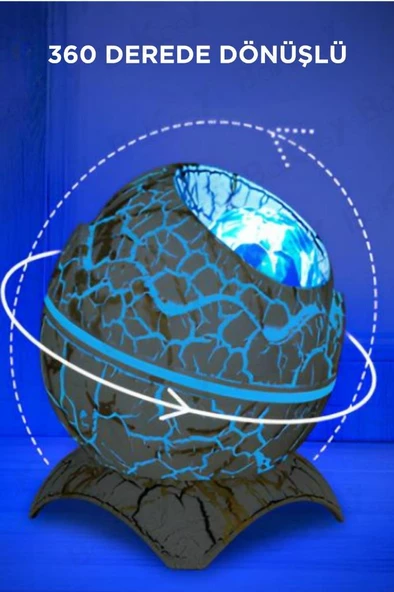 Dinazor Yumurtası Gece Lambası Kumandalı Hoparlör Galaxy Projektör Projeksiyon Çocuk Oda Lambası - 12
