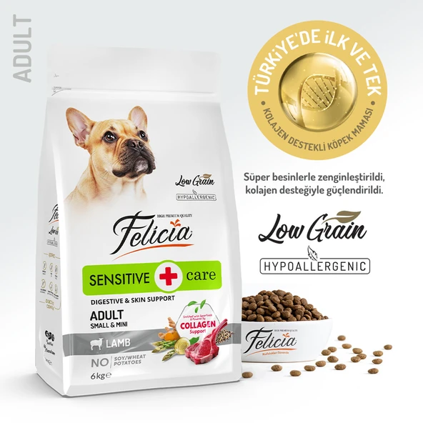 Felicia 6 Kg (2x3 Kg) Kolajenli Kuzulu Az Tahıllı Small/Mini Yetişkin Köpek Maması HypoAllergenic Köpek Maması - 4