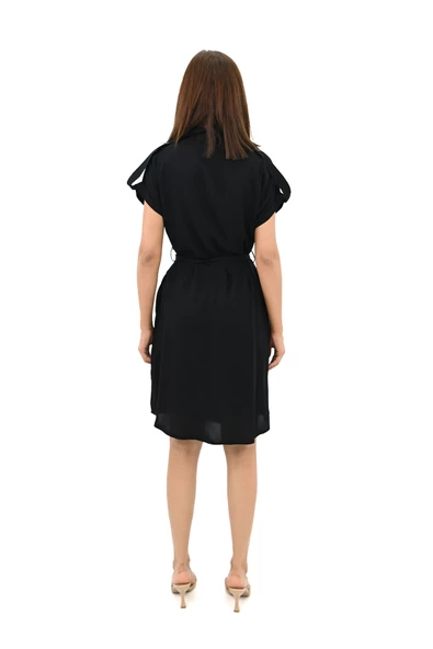 Kadın Gömlek Yaka Kuşak Detaylı Elbise 5240-25 - 5