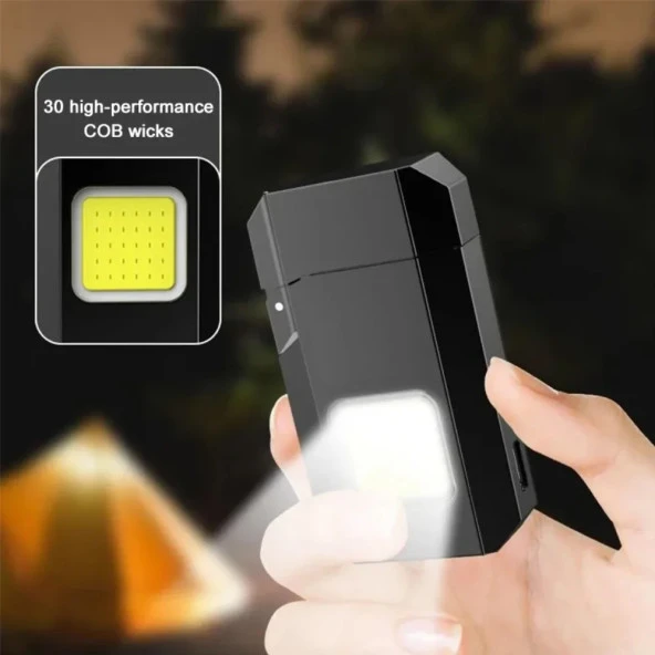 El Feneri Çakmaklı Cep Feneri Usb Şarjlı Küçük Fener Güçlü Işık Gs-4000Ç - 2