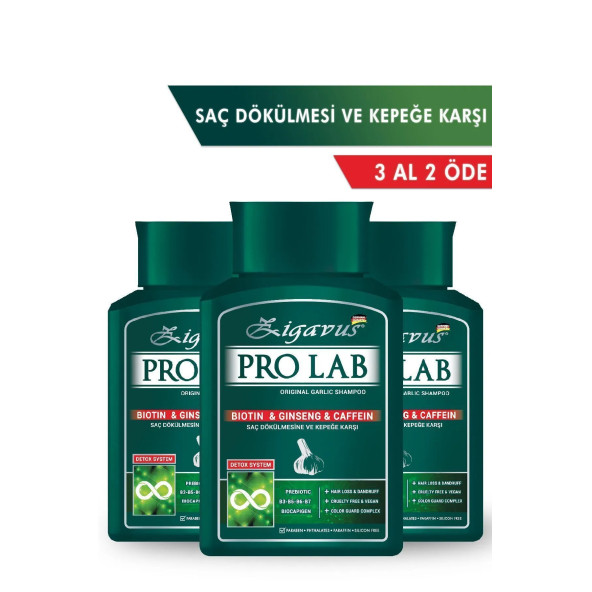 Zigavus Pro Lab Şampuan 300 ml 3 Al 2 Öde - Sarımsak, Kafein, Biotin, Ginseng Özlü 8699349130770