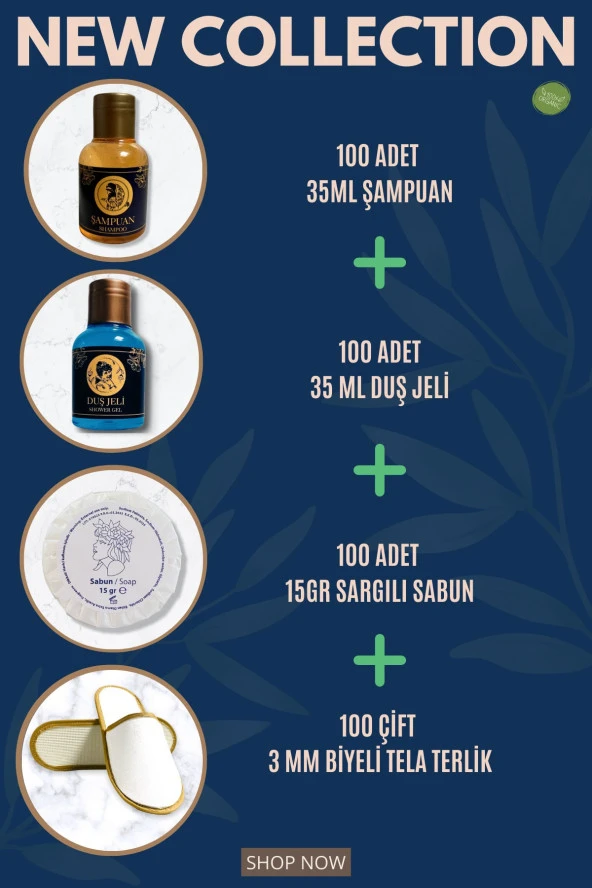 Otel Şampuanı + Duş Jeli + Sabunu + Terlik 100'lü Set Etiketli - Resim 2