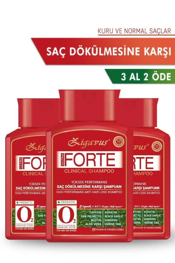 Zigavus Forte Ultra Clinical Dökülme Karşıtı Şampuan 3x300 ml