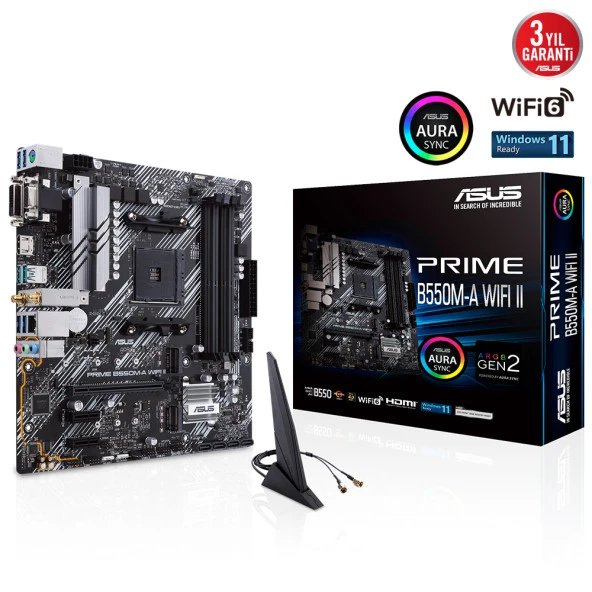 ASUS PRIME B550M-A WIFI II DDR4 HDMI DVI PCIE 16X v4.0 AM4 mATX