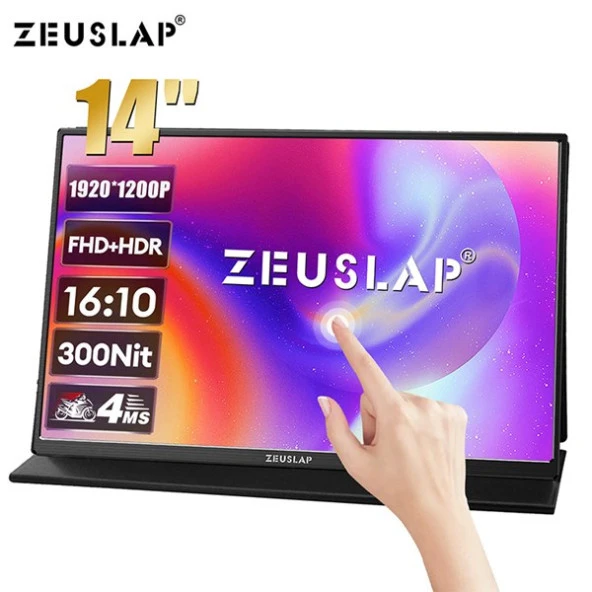 ZEUSLAP 14" Dokunmatik IPS ZL14 LITE PRO 60Hz TYPE-C Taşınabilir Grafik Tasarım Monitör (1920 X 1200)