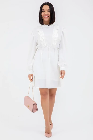 Tomiross Kadın Beyaz  Ayrobin Kumaş Beli Lastikli Tunik TNK-5211 ürün görseli