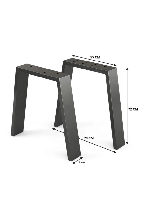 Sehpa Ayağı Masif Ahşap Kütük Orta Sehpa Ayakları Metal Ayak 2 Adet Ayak 72 Cm Mobilya Ayağı - Resim 7