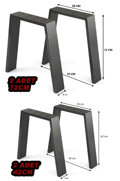 Sehpa Ayağı ve Masa Ayağı | 42 ve 72cm 2'li Set Mobilya Ayağı |Masif Ahşap Kütük Orta Sehpa Ayakları