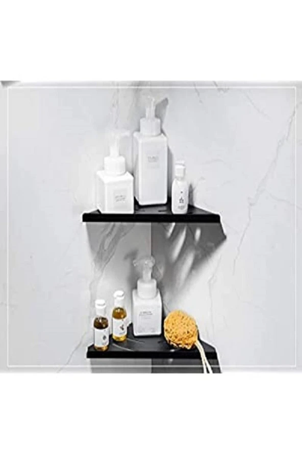 Banyo Düzenleyici Köşe Raf 2 li Metal Mutfak Rafı Stand | Sabunluk Şampuan Organizeri Baharatlık - 4