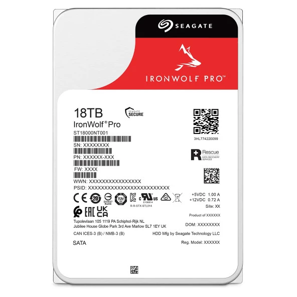 SEAGATE 18TB IRONWOLF PRO ST18000NT001 256MB 7200RPM SATA-3 NAS DİSKİ