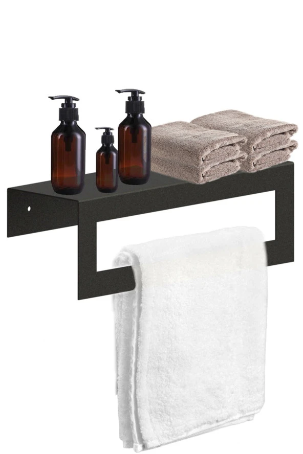 Metal Arkası Askılı Havluluk (30CM) Ve Wc Kağıtlık Modern Tasarım 2 Li Set - 5