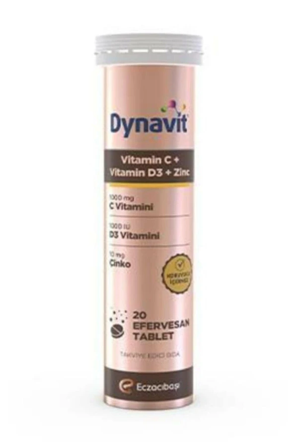 Dynavit Vitamin C + Vitamin D3 + Çinko 20 Efervesan Tablet (SKT:08/2025)