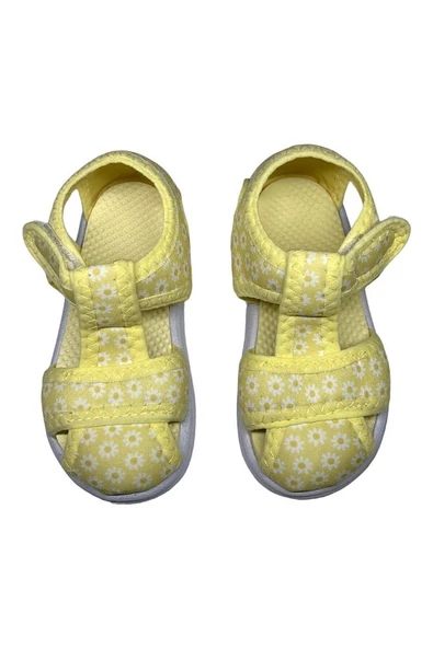 Sarı Yumuşak Baskılı Unisex Çocuk Sandalet - 4