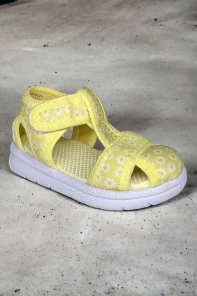 Sarı Yumuşak Baskılı Unisex Çocuk Sandalet - 2