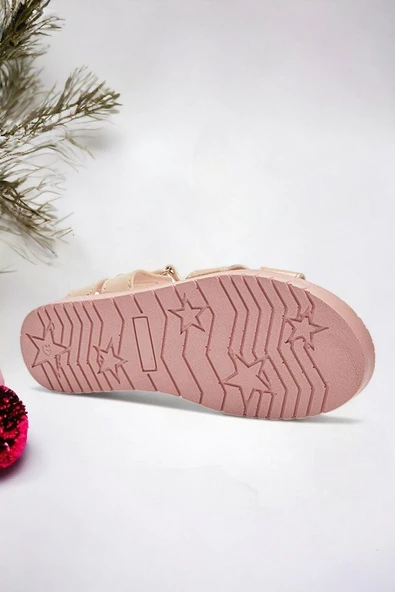Çapraz Pudra Pembe Eflatun Kız Çocuk Sandalet - 4