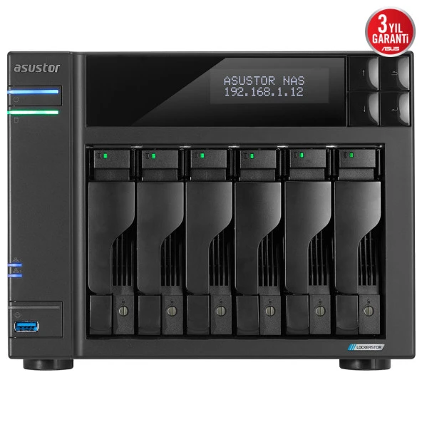 ASUSTOR AS6706T-8GB CELERON QC- 8GB RAM- 6-diskli Nas Server (Disksiz)